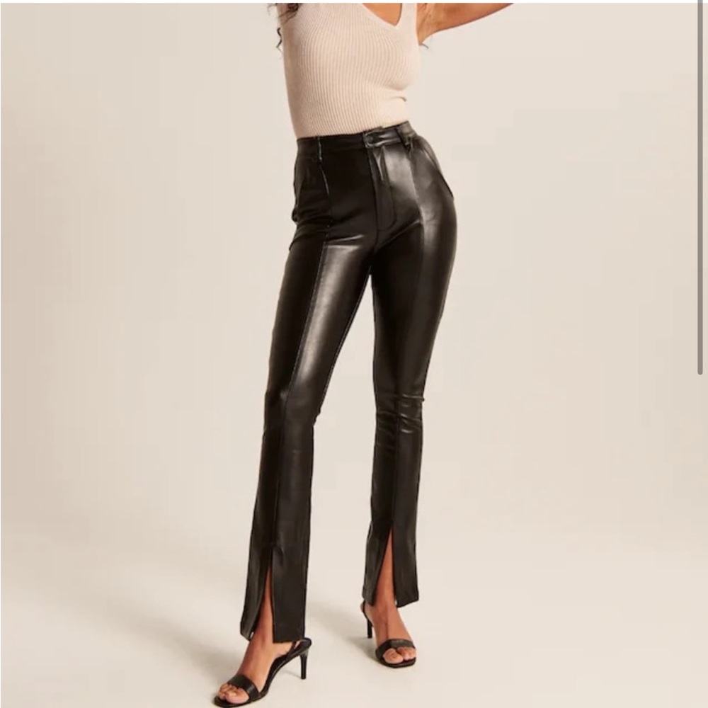 Abercrombie Vegan Leather Split Hem Pants